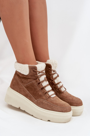 aus INildleder Schneestiefel Feminin mit AufZuärmen mit einer Plattform Vinceza 95354 braune Farbe