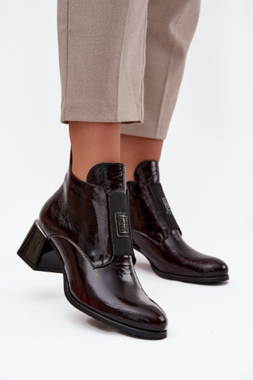Haut mit Lackeffekt Stiefel Klocke Mit Dekorationen Detalem sich Zuarm laufen Zazoo 60560 Burgund 2