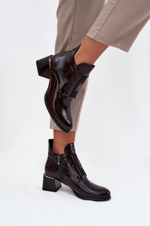 Haut mit Lackeffekt Stiefel Klocke Mit Dekorationen Detalem sich Zuarm laufen Zazoo 60560 Burgund