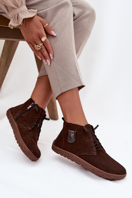 aus INildleder Schuhe Barefoot Feminin Mit Dekorationen Detalem Zazoo 30072 CzekoladoZue