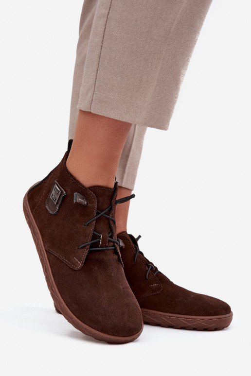 aus INildleder Schuhe Barefoot Feminin Mit Dekorationen Detalem Zazoo 30072 CzekoladoZue