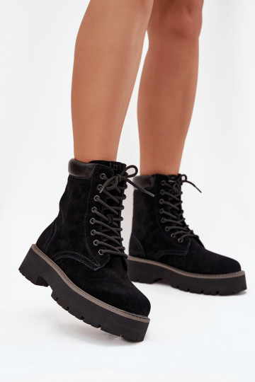 INildlederschuhe hohe Reitstiefel Feminin mit Schnürsenkeln Big Star SS274791 schZuarze Farbe 2