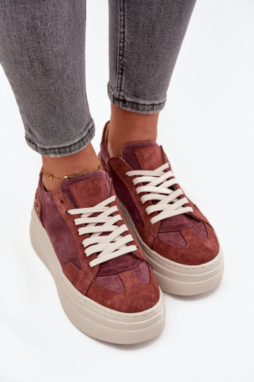 aus INildleder Sneakers Stilvollllschuhe mit einer Plattform Zazoo N1270S3 Violette Farbe