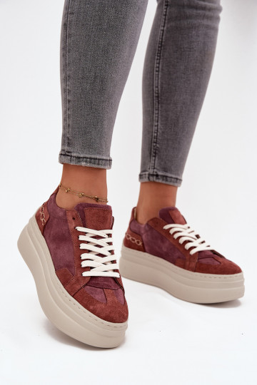 aus INildleder Sneakers Stilvollllschuhe mit einer Plattform Zazoo N1270S3 Violette Farbe 2