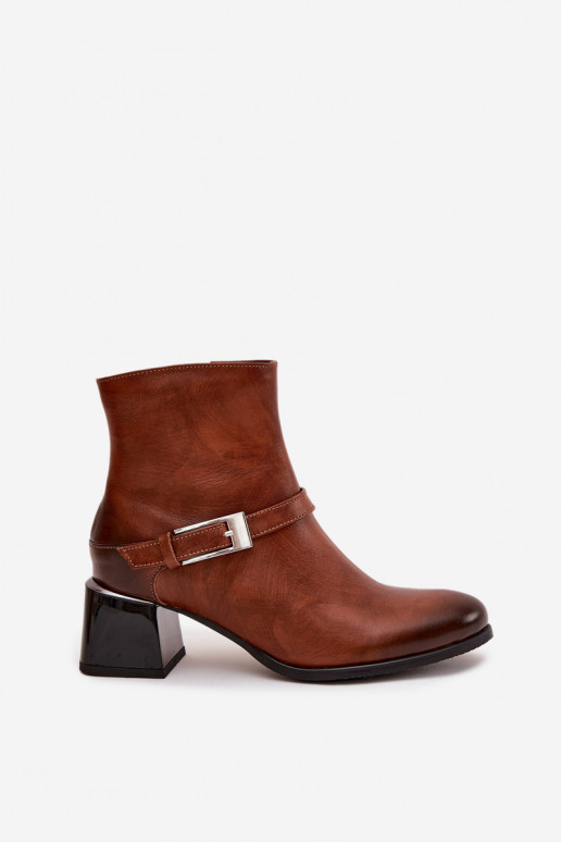 Haut Damenstiefel mit Absätzen mit Schnallen Zazoo 60562 braune Farbe Haut Damenstiefel mit Absätzen mit Schnallen Zazoo 60562 braune Farbe