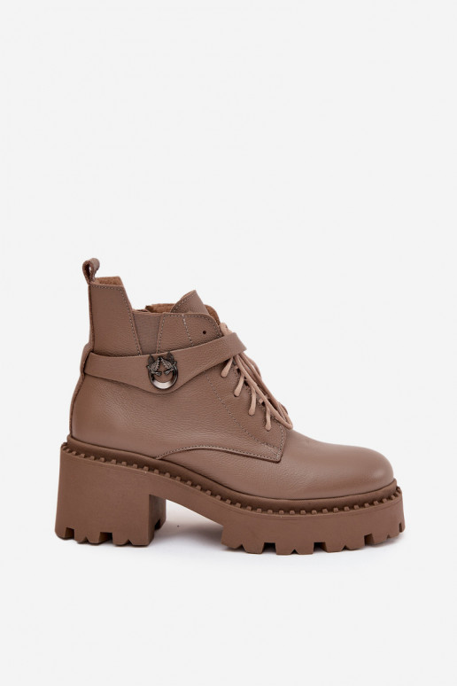 Haut Damenstiefel Klocke mit verzierten Absätzen sich Zuarm laufen Zazoo 60557 Beige