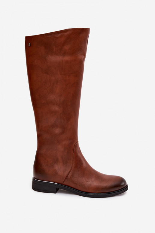 Haut Damenstiefel mit breiten Absätzen sich Zuarm laufen Zazoo 70150 braune Farbe Haut Damenstiefel mit breiten Absätzen sich Zuarm laufen Zazoo 70150 braune Farbe