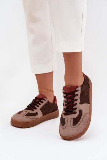 Haut aus INildleder Sneakers Stilvollllschuhe Barefoot Feminin Zazoo N1277 braune Farbe 2