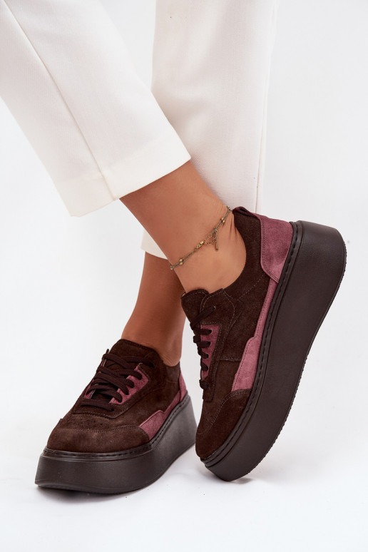 Sneakers Stilvollllschuhe FemininErmöglichtturalnego aus INildlederu mit einer Plattform Zazoo N1265S3 CzekoladoZue Sneakers Stilvollllschuhe FemininErmöglichtturalnego aus INildlederu mit einer Plattform Zazoo N1265S3 CzekoladoZue