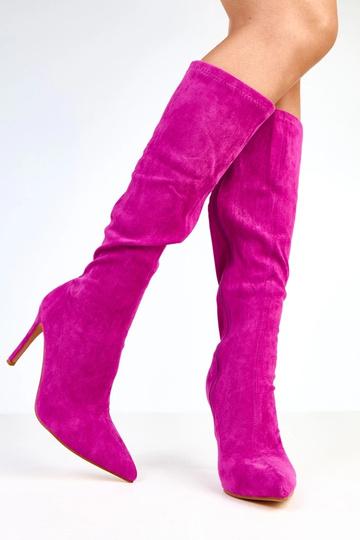 Lila High Heels Stiefeletten bis zum Knie Brooke