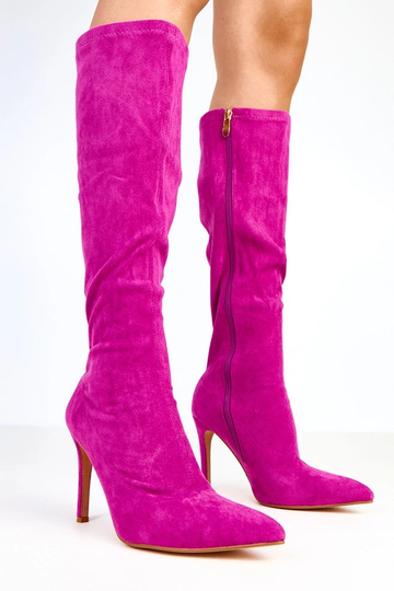 Lila High Heels Stiefeletten bis zum Knie Brooke 2