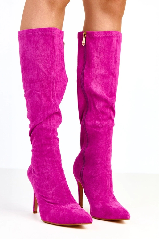 Lila High Heels Stiefeletten bis zum...