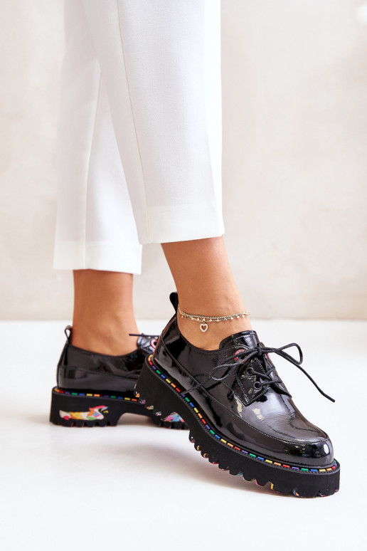 mit Lackeffekt Schuhe Feminin mit Schnürsenkeln Artiker 55C0497 schZuarze Farbe mit Lackeffekt Schuhe Feminin mit Schnürsenkeln Artiker 55C0497 schZuarze Farbe