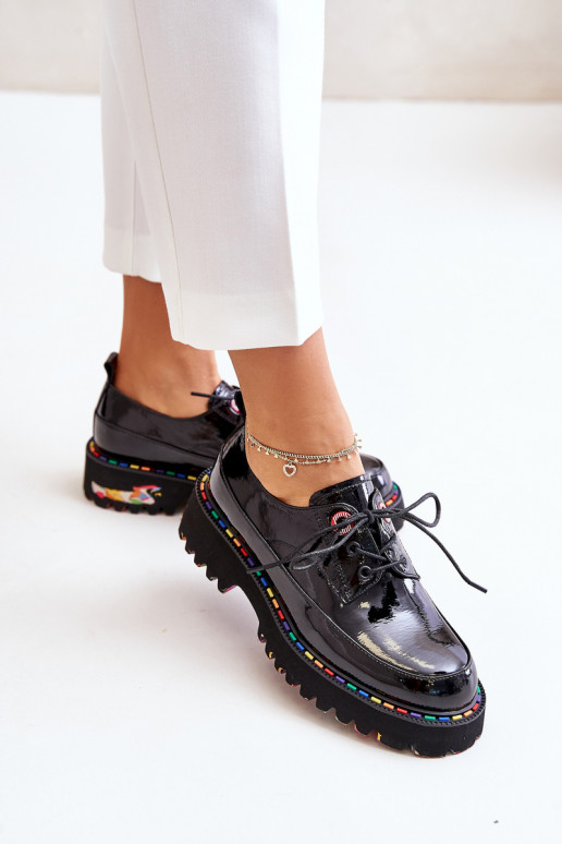 mit Lackeffekt Schuhe Feminin mit Schnürsenkeln Artiker 55C0497 schZuarze Farbe mit Lackeffekt Schuhe Feminin mit Schnürsenkeln Artiker 55C0497 schZuarze Farbe