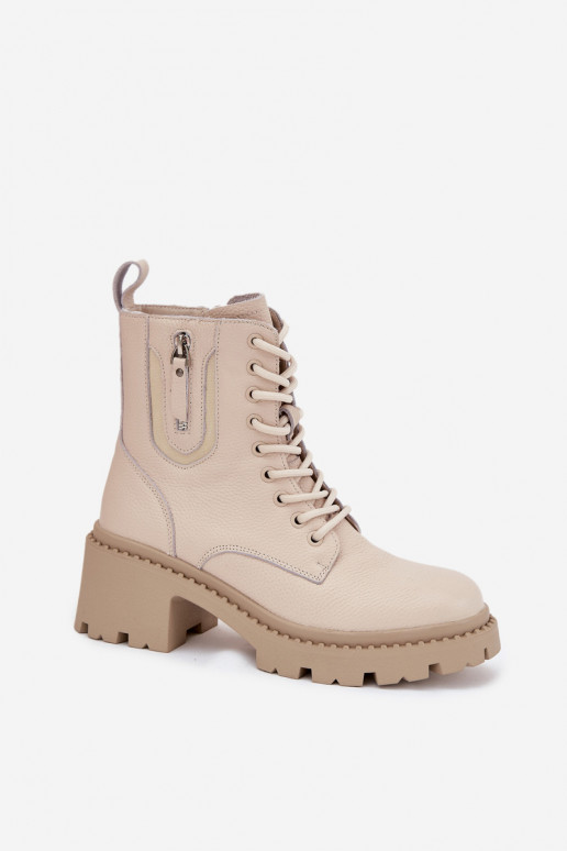 Vinceza 86418 sandfarbene warme Leder-Stiefeletten für Damen mit Absatz Vinceza 86418 sandfarbene warme Leder-Stiefeletten für Damen mit Absatz