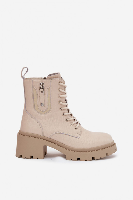 Vinceza 86418 sandfarbene warme Leder-Stiefeletten für Damen mit Absatz Vinceza 86418 sandfarbene warme Leder-Stiefeletten für Damen mit Absatz