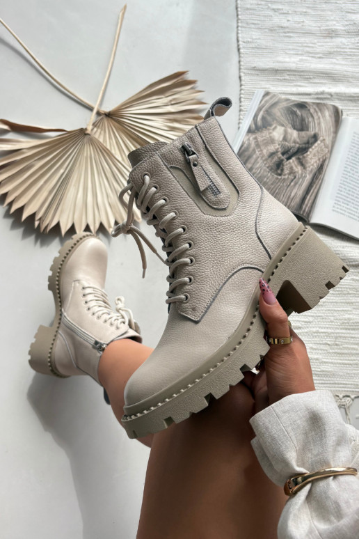 Vinceza 86418 sandfarbene warme Leder-Stiefeletten für Damen mit Absatz Vinceza 86418 sandfarbene warme Leder-Stiefeletten für Damen mit Absatz