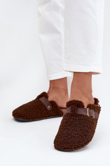 Damen Hausschuhe mit Lammfellimitat, in Braun Lorivine 2