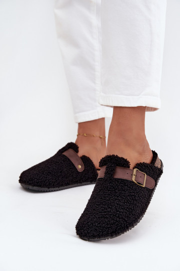 Damen Hausschuhe mit Lammfellimitat, in Schwarz Lorivine 2