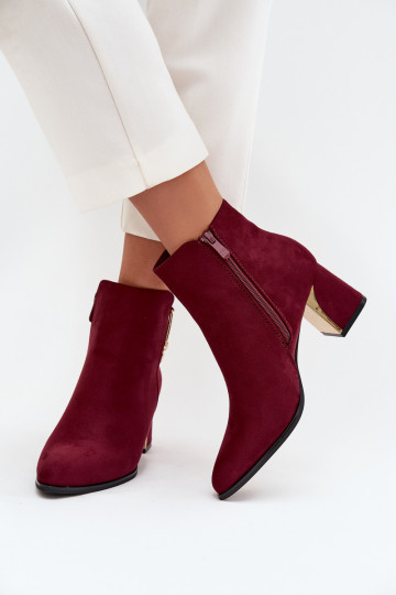 Bordeauxfarbene Damen-Stiefeletten mit goldenen Details „Kalivra" 2