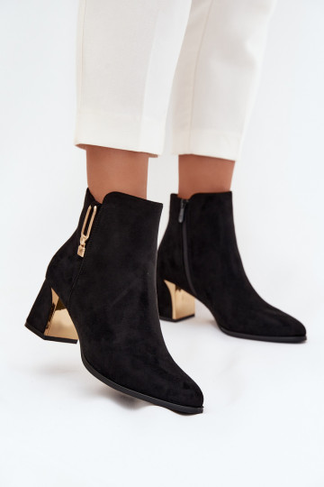 Schwarze Damen-Stiefeletten mit goldenen Details „Kalivra"