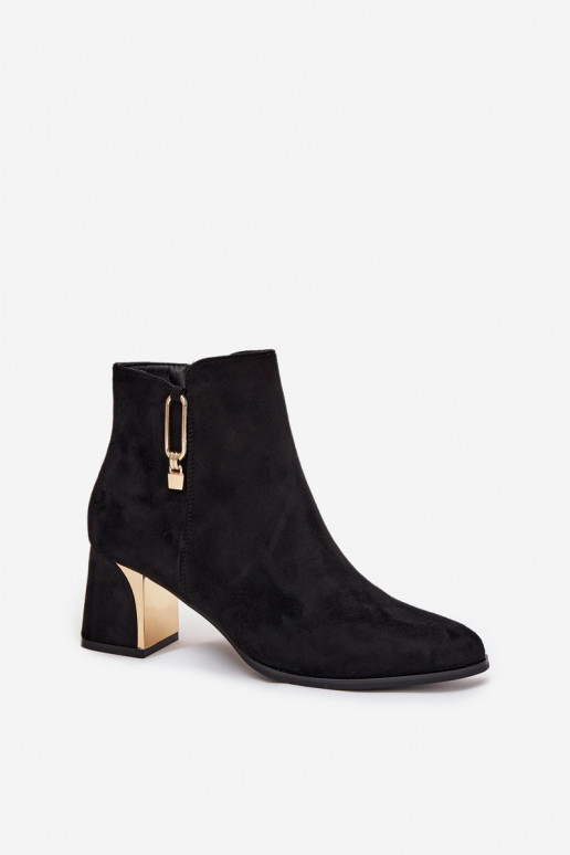 Schwarze Damen-Stiefeletten mit goldenen Details „Kalivra"