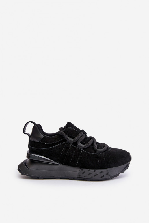 aus INildleder Sneakers Stilvollllschuhe Feminin mit einer PlattformGrubym Schnürungm Artiker 54C1464 schZuarze Farbe