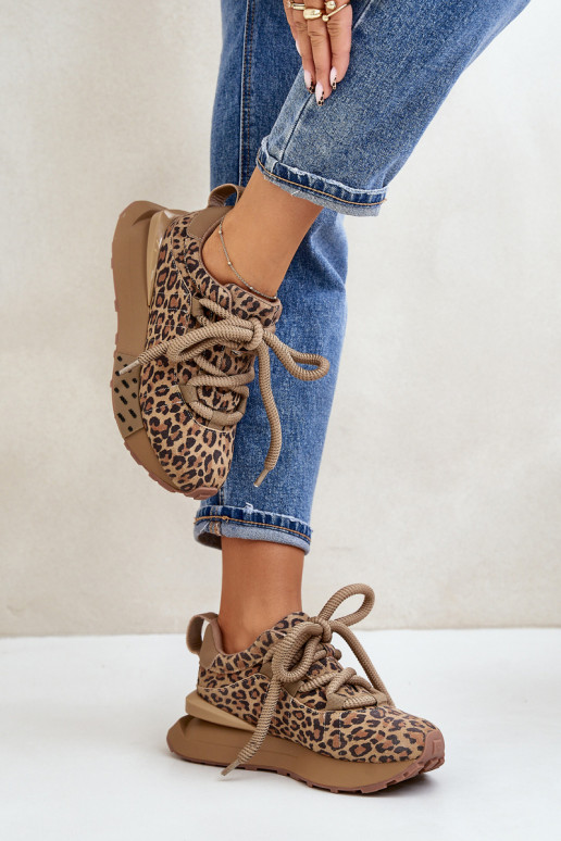 aus INildleder Sneakers Stilvollllschuhe Feminin mit einer PlattformGrubym Schnürungm mit Leopardenfellmuster Artiker 55C0135 br