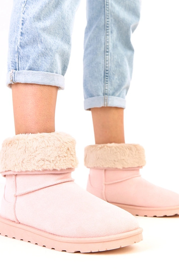 Rosa Schneestiefel mit Fell auf Plateausohle Meggi