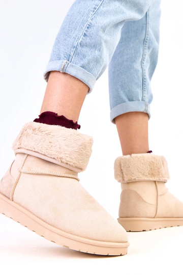 Beige Schneestiefel mit Fell auf Plateausohle Meggi 2