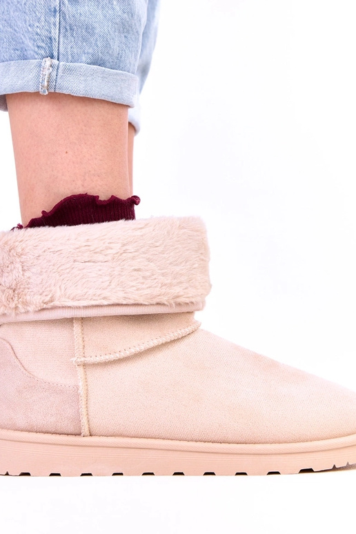 Beige Schneestiefel mit Fell auf...