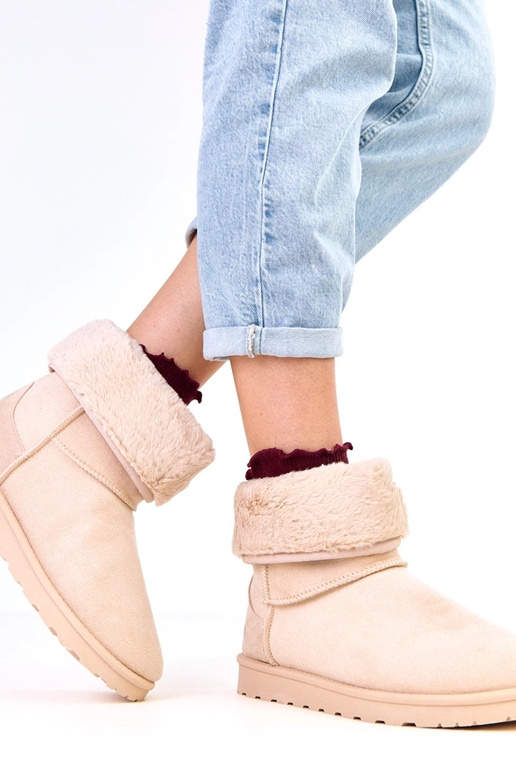 Beige Schneestiefel mit Fell auf...