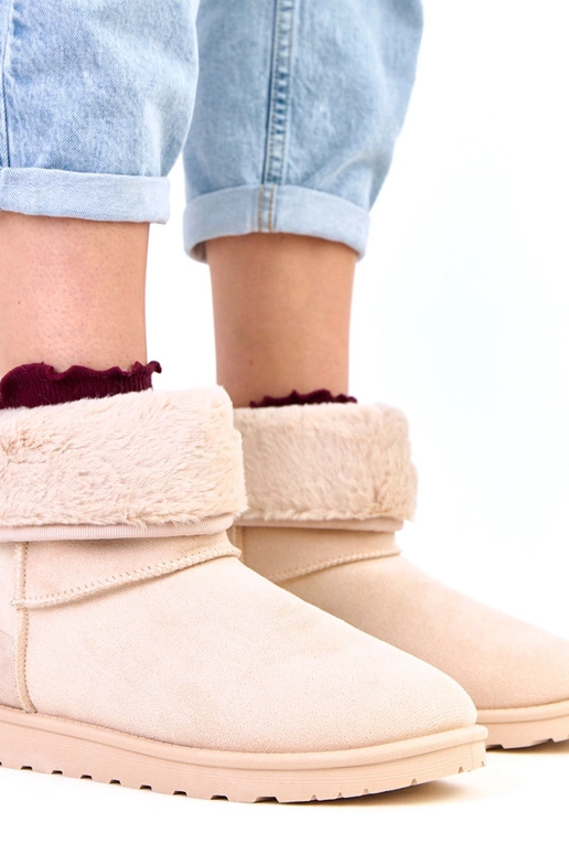 Beige Schneestiefel mit Fell auf...