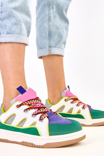 Grüne Sneakers mit breiten Schnürsenkeln Neolis