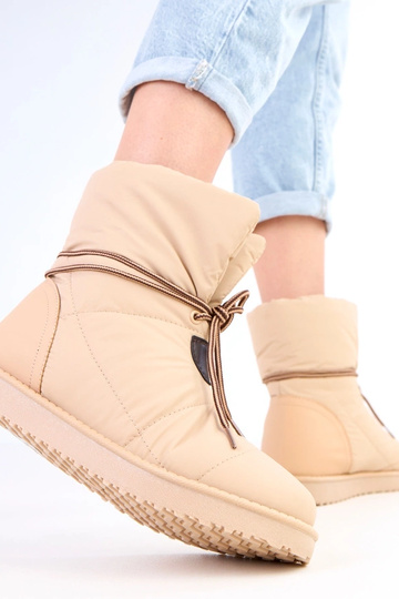 Sandfarbene Damen Schnee Stiefel mit dekorativem Schnürsenkel "Temira" 2