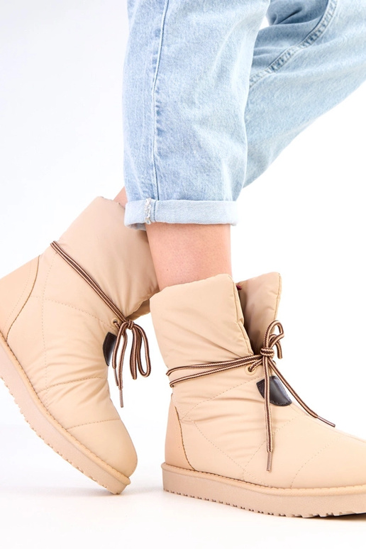 Sandfarbene Damen Schnee Stiefel mit...