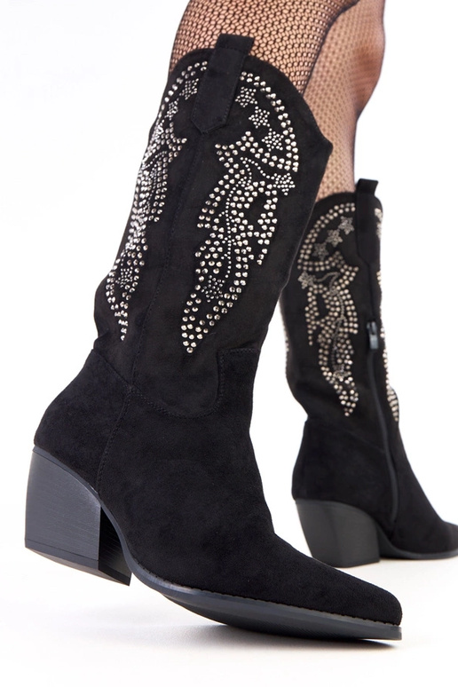 Schwarze Cowboy-Stiefel mit niedrigem...