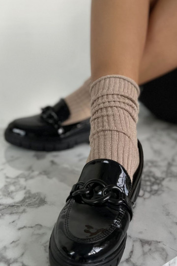 Socken Feminin Kein Druck IN Prążek z Lurexem Beige