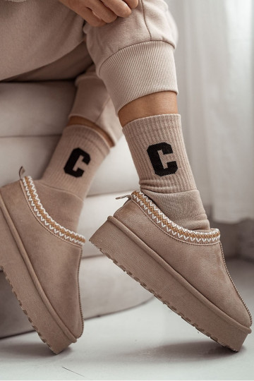 Socken Feminin FrotteLiterą C Beige