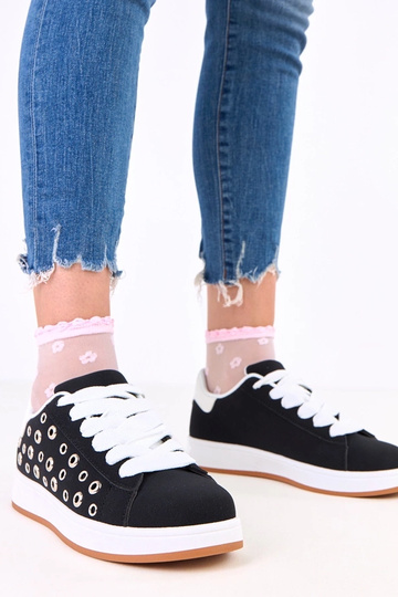 Schwarze Sneakers mit Plattform und Nieten Adelis