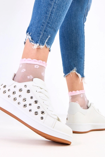 Weiße Sneakers mit Plattform und Nieten Adelis 2