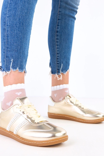 Goldene Damen-Sneakers mit satinierten Schnürsenkeln Madres