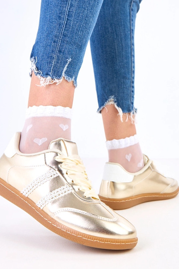 Goldene Damen-Sneakers mit satinierten Schnürsenkeln Madres 2