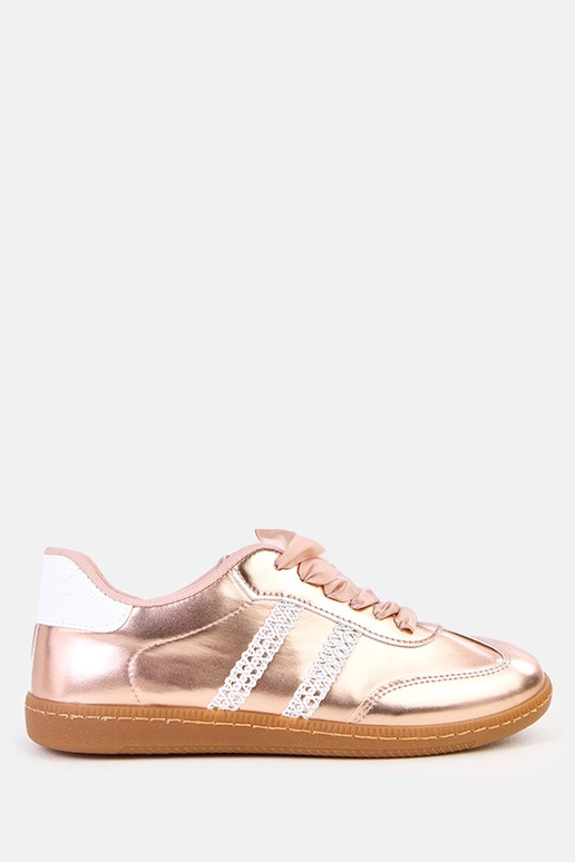 Champagnerfarbene Damen-Sneakers mit...