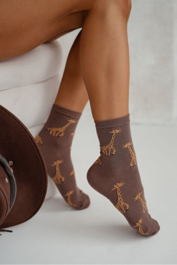 Socken Feminin IN Żyrafy braune Farbe