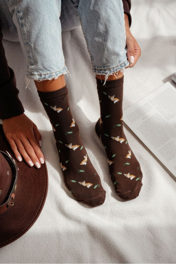 Socken Feminin IN Lisy I Liście braune Farbe
