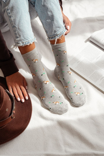 Socken Feminin IN Lisy I Liście graue Farbe Melange