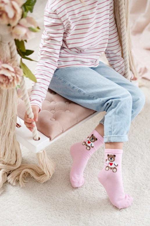 Kindersocken Jugend Teddybären pinke Farbe
