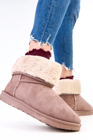 Braune Schneestiefel mit Fell auf Plattform Meggi