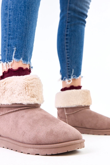 Braune Schneestiefel mit Fell auf Plattform Meggi 2